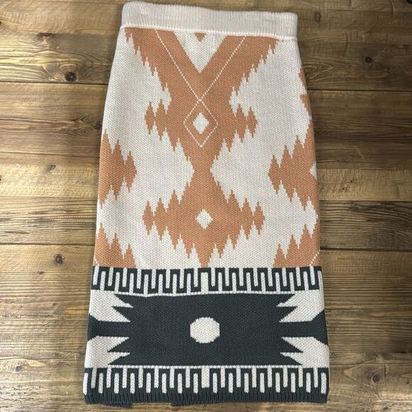 Shyanne Womens Stylish Geometric Knit Skirt - Cream and Tan - Picture 2 of 6